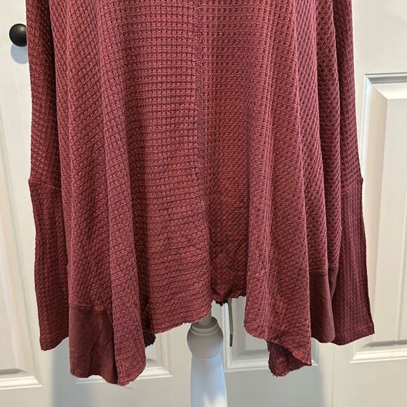 KyeMi Small Burgundy Batwing Waffle Knit Sweater Top NWOT - Picture 5 of 12
